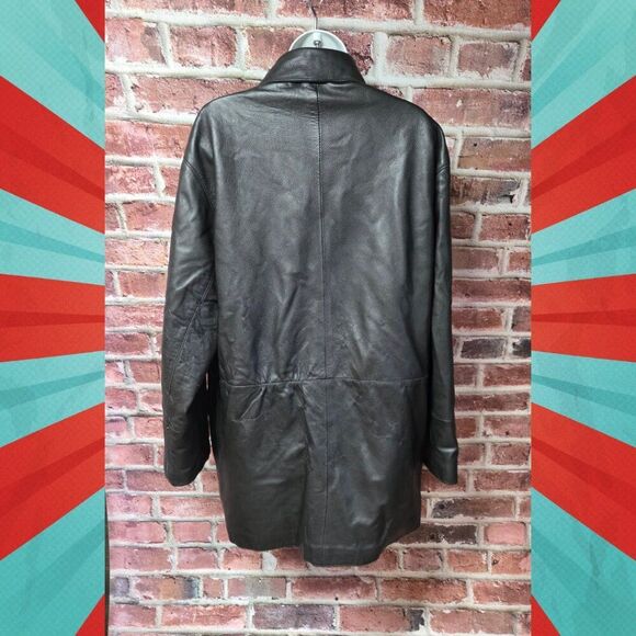 Yuan Creations Vintage Leather Jacket | Men’s Size 40 | Black Mid-Length Coat - Picture 2 of 10